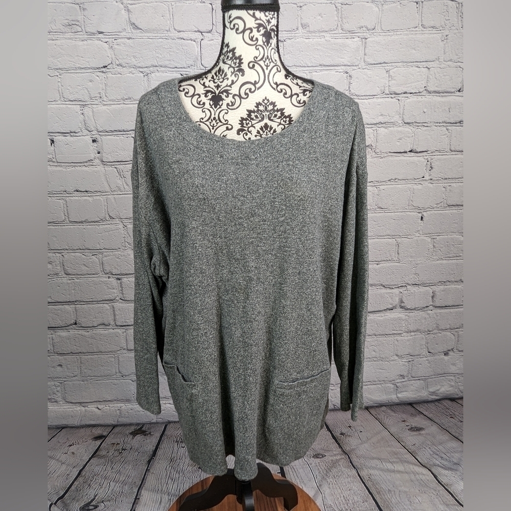 J. Jill women's long sleeve popover plus size 2x 100% cotton top pockets b6